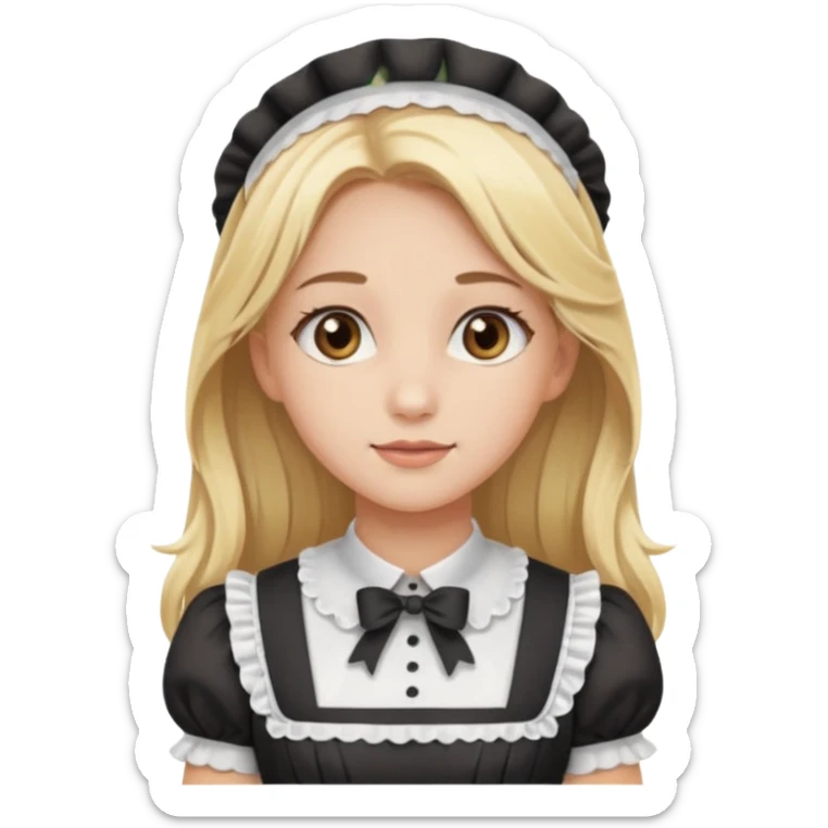 Long blonde hair girl maid with brown eyes sticker