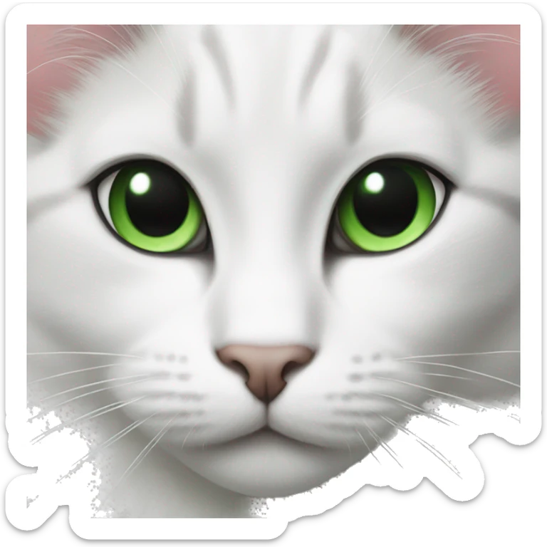 Black and white cat with an asymmetrical spot on the nose and green eyes sticker