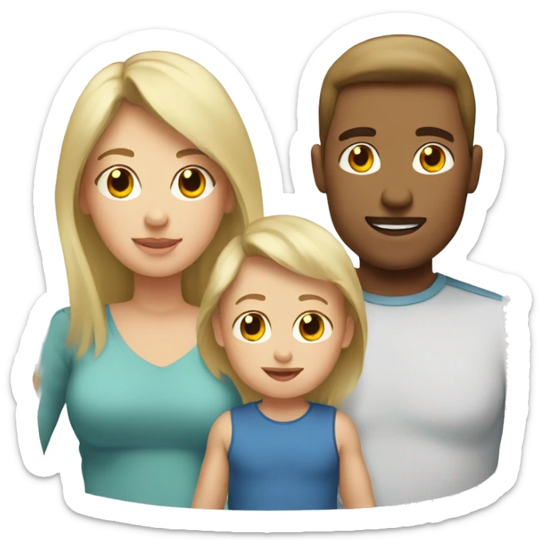 Brown hair mom and blonde baby and blonde dad sticker