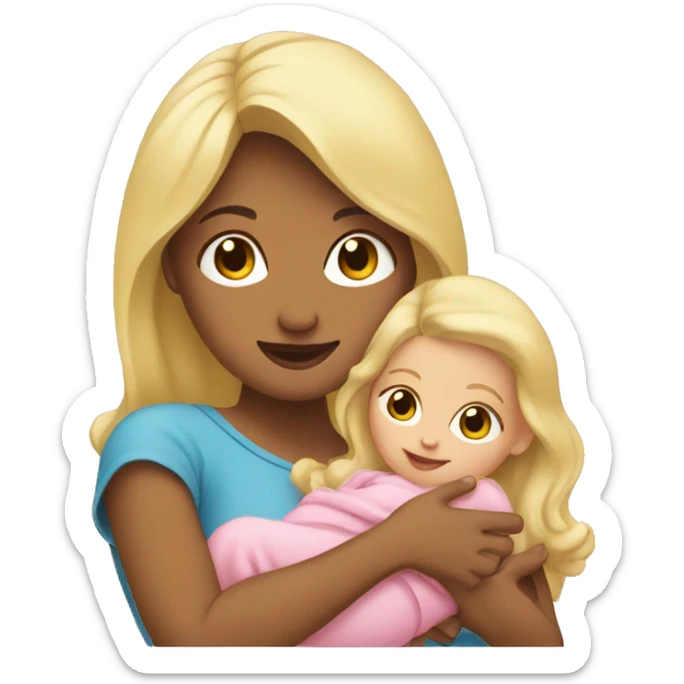 A blonde is holding a baby girl in her arms sticker