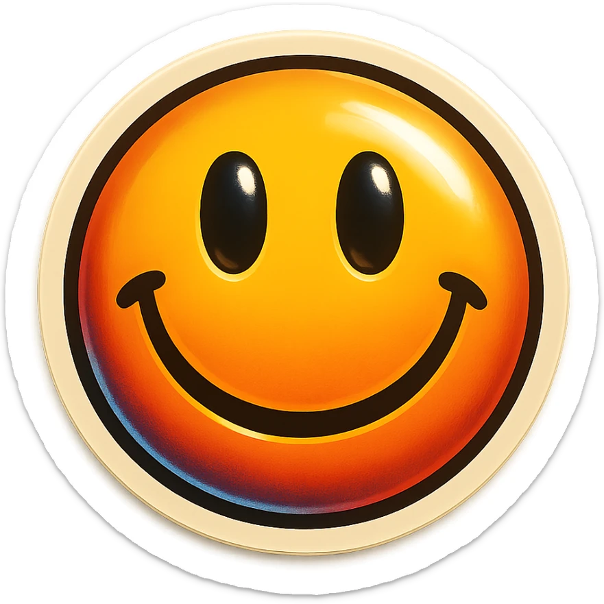 A happy smile sticker in retro stickers style, with a vintage design and colorful details sticker