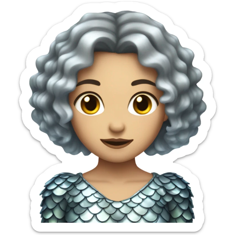 pretty evil siren girl, with fish scales and short hair sticker