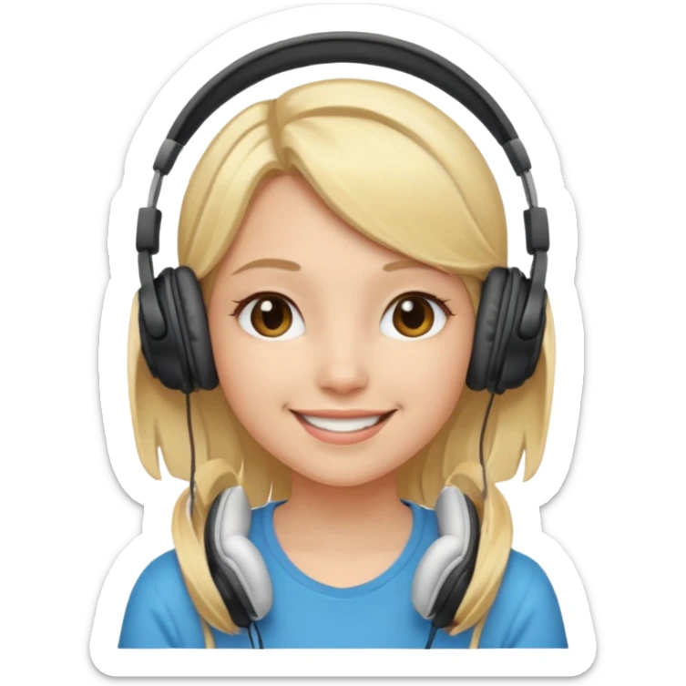 what emoji gril with hephones and blonde hair ? sticker