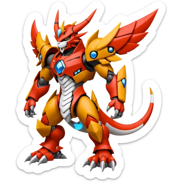 Digitigrade Cool Badass Wargreymon-Guilmon-Pokémon-Digimon-Fakémon-fusion-hybrid-creature sticker