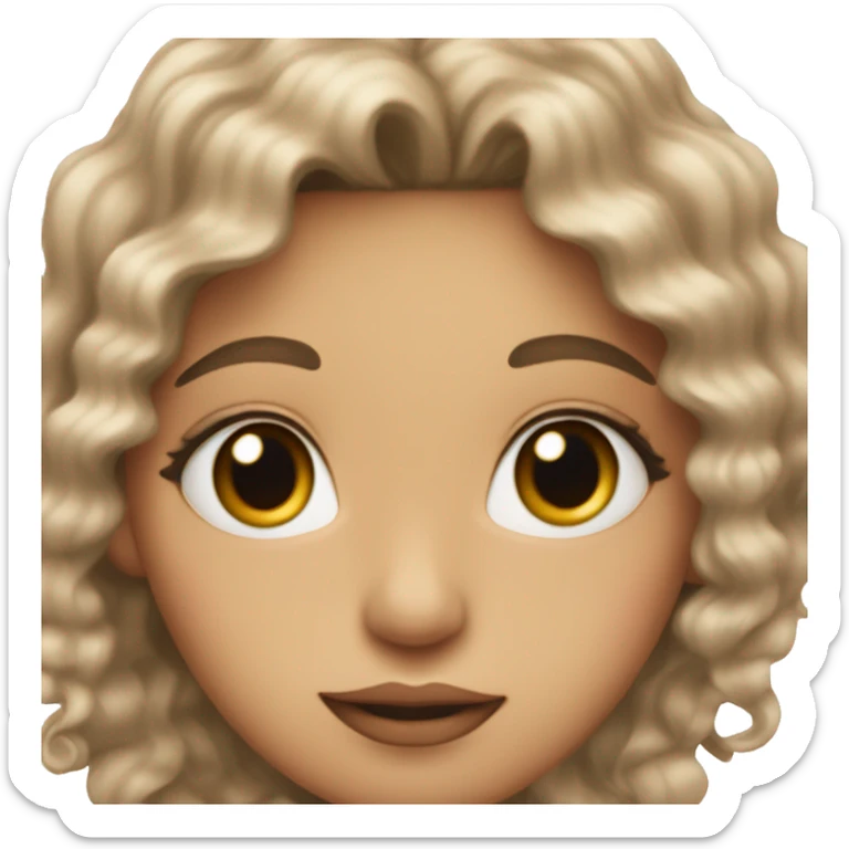 A profile picture with a girl with wavy hair and a little bit of make up ￼ sticker