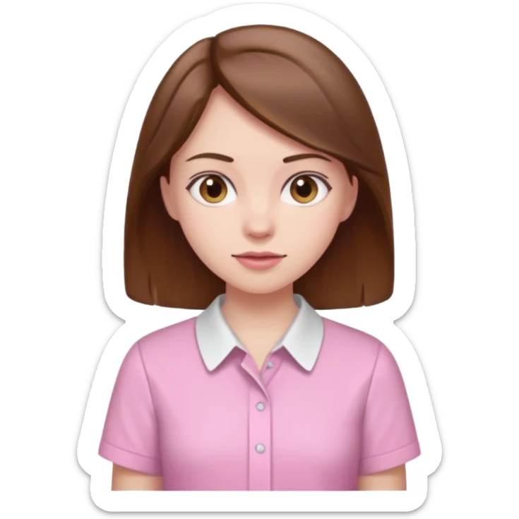 Pale girl brown hair and wearing pink and white shirt sticker