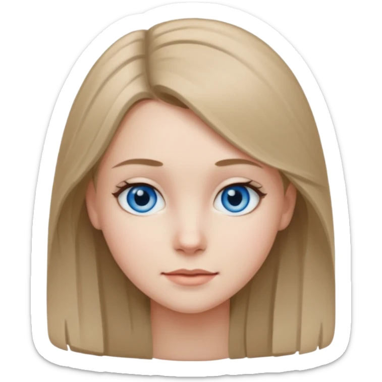 Teen girl with dark blond 1b hair and grey blue eyes and pale skin  sticker