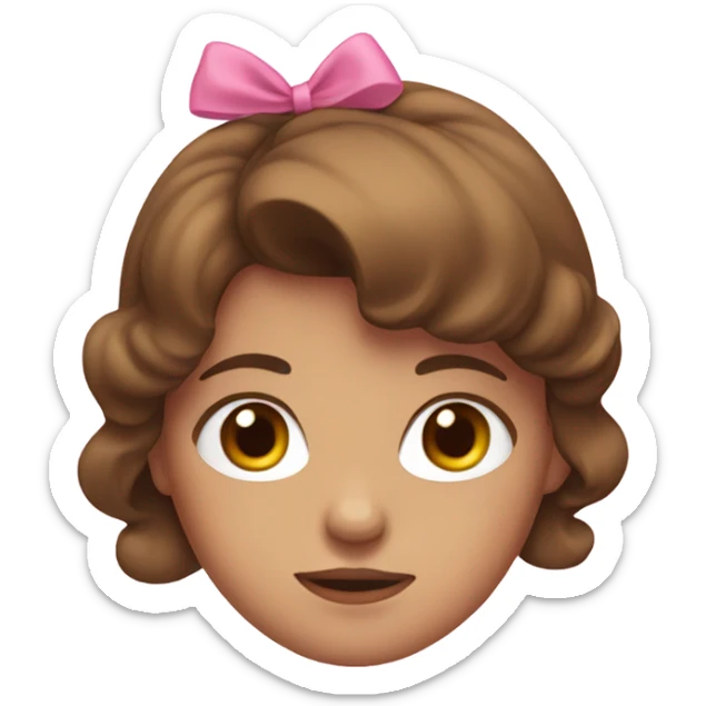Girl with brown Hair and a bow pink in her hair sticker