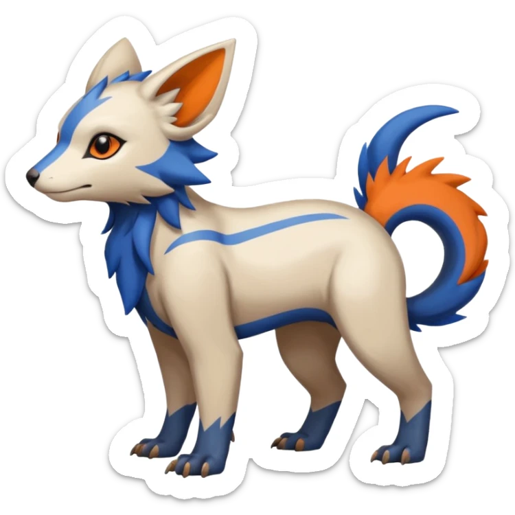 Shiny Brown with Beige, Orange, And Blue Linoone-Absol-Trico-Hybrid (Full body) sticker