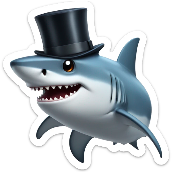 Shark with a top hat sticker
