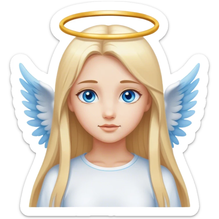 Straight long blonde hair and blue eyes girl angel sticker