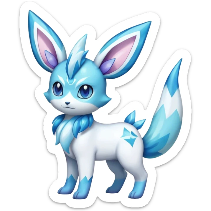 Shiny Cool Sparkly Cute Ethereal Glaceon-Sylveon-Vaporeon-Fakemon-hybrid-fusion- full body sticker
