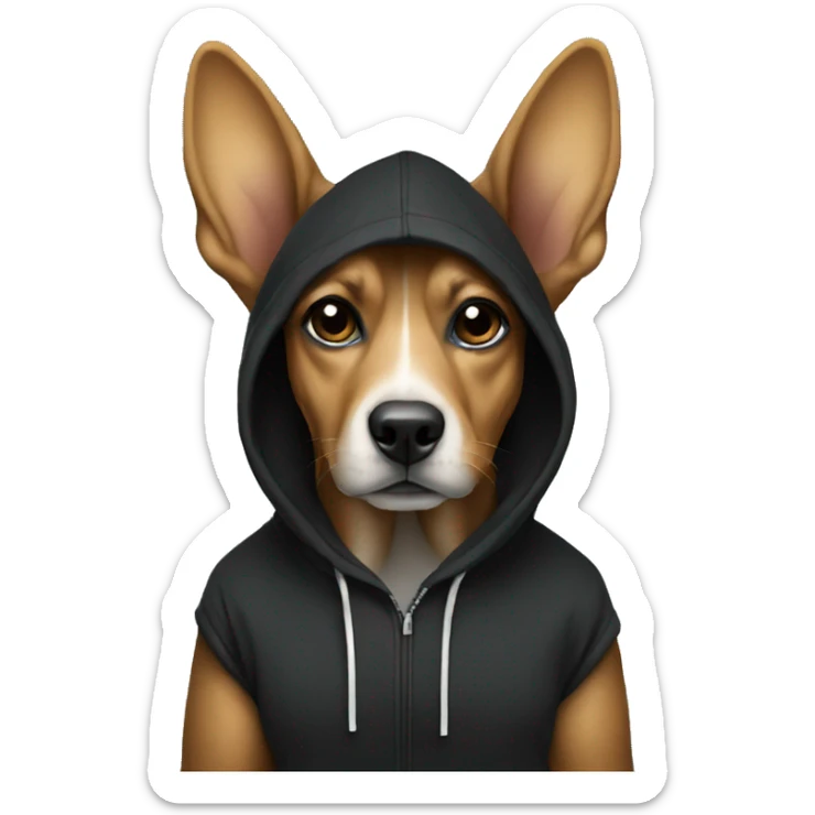 dog listening to music and vibing with a black hoodie on  sticker