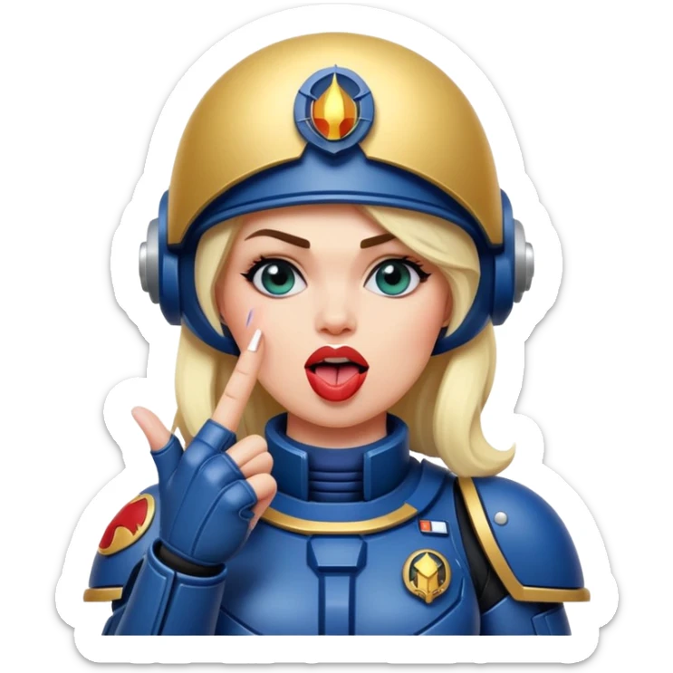 middle finger and face with tongue out woman space marine full body sticker
