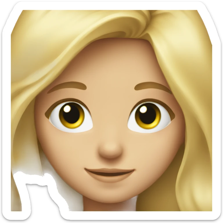 smiling girl with long blonde hair green eyes sticker