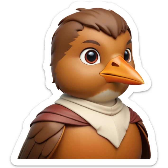 Cinematic Noble Robin Portrait Emoji, Poised and dignified, with a delicate, rounded build, a soft rust-red breast, gentle inquisitive eyes, and a small, refined beak, Simplified yet sharp and sophisticated features, highly detailed, glowing with a soft, warm glow, high shine, intelligent and graceful, stylized with an air of woodland charm, focused and attentive, soft glowing outline, capturing the essence of a watchful and confident robin that appears ready to flutter out of the screen with effortless authority! sticker