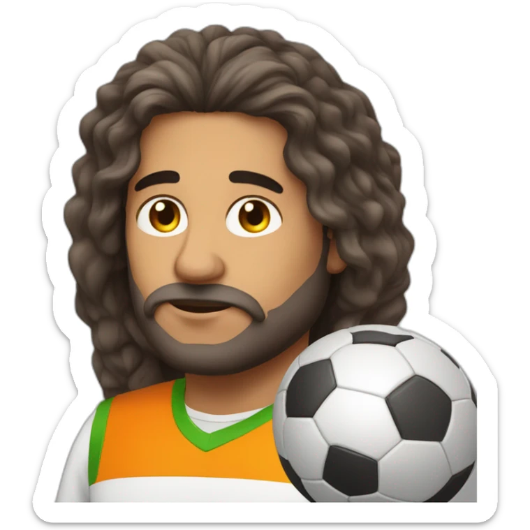 Very Fat arab man with long hair play soccer orange sticker
