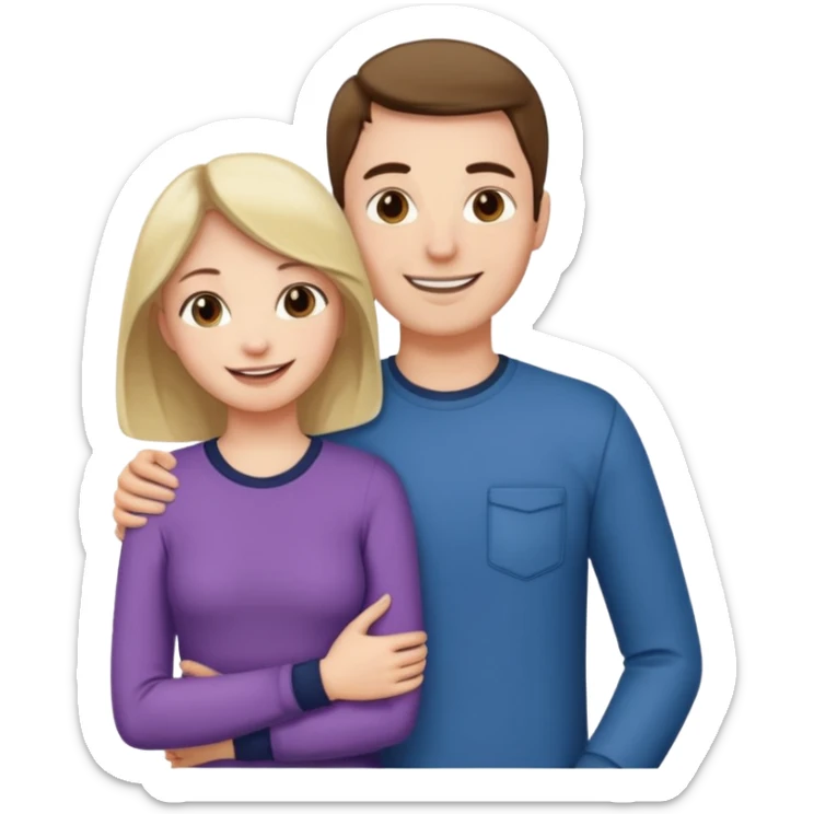A woman holding the middle of a man's crotch while they are standing together happily sticker