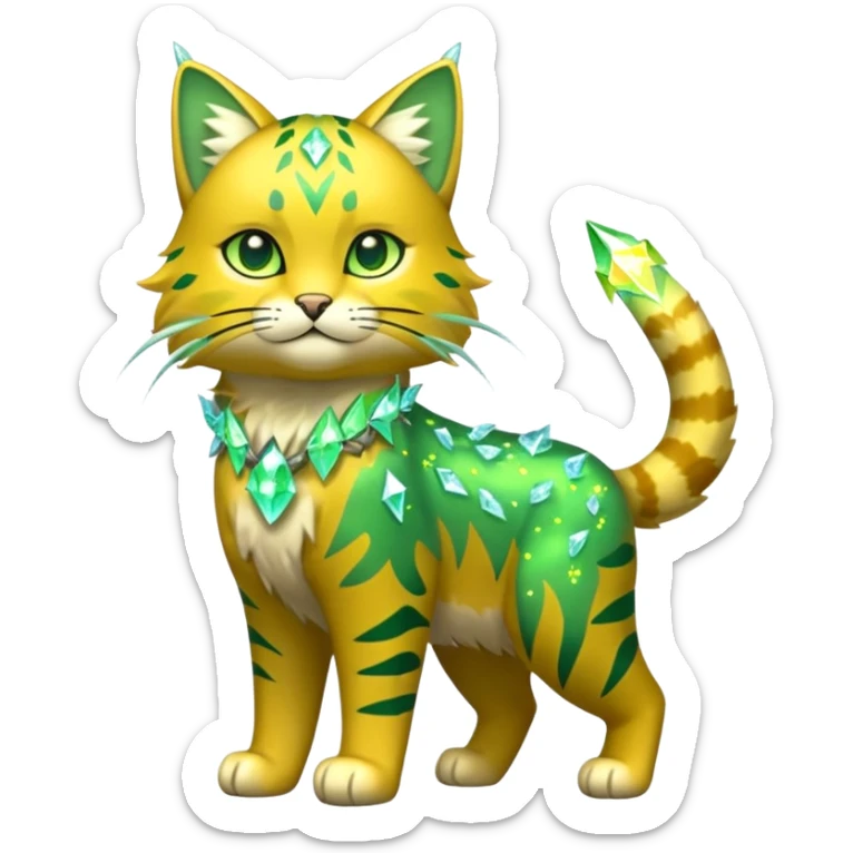 Green and Yellow Electrike-Sprigatito-Bobcat-Amaura-Aurorus-Shiny-glorp-cat-fusion (full body) sticker