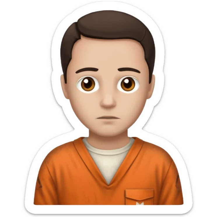 Jack Bolton from Poison with light skin, brown eyes, dark brown hair, ivory inmate outfit  sticker