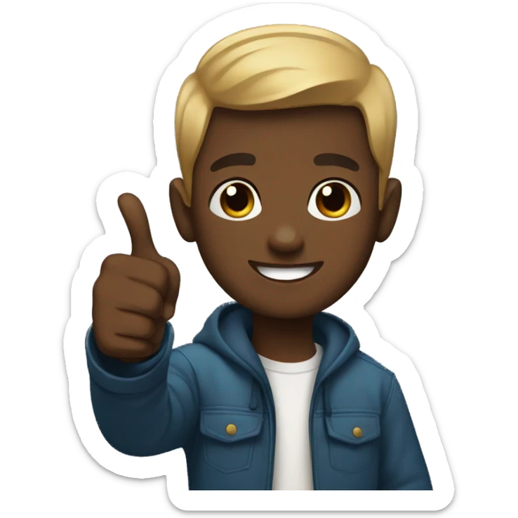 young man with short hair, dark skin doing thumbs up sign sticker