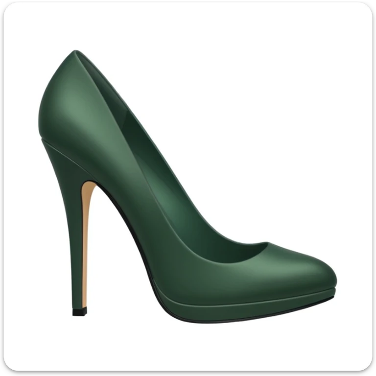 female legs in dark green high heel pump shoes, side view, minimalism, no faces or emojis, white background sticker