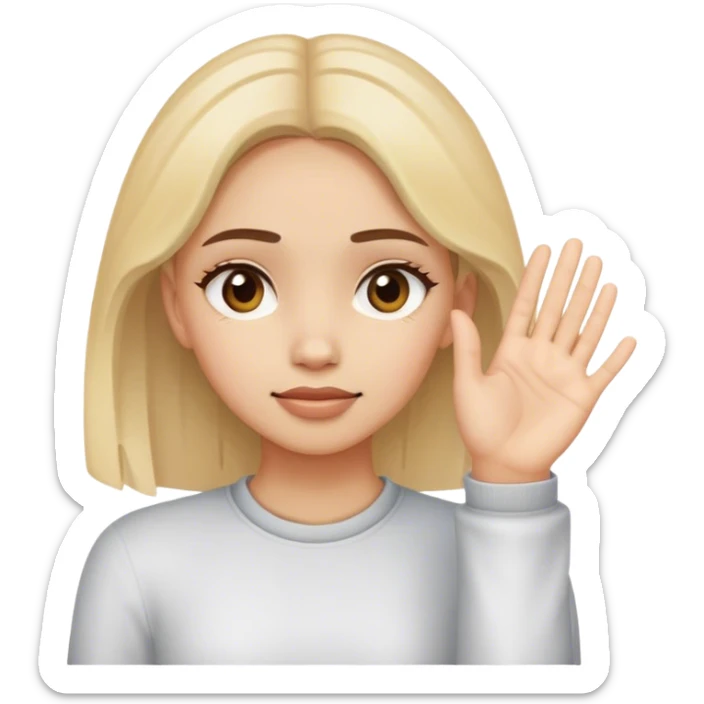 A girl with one hand on her face and the other hand sticking out with her palm facing out  sticker