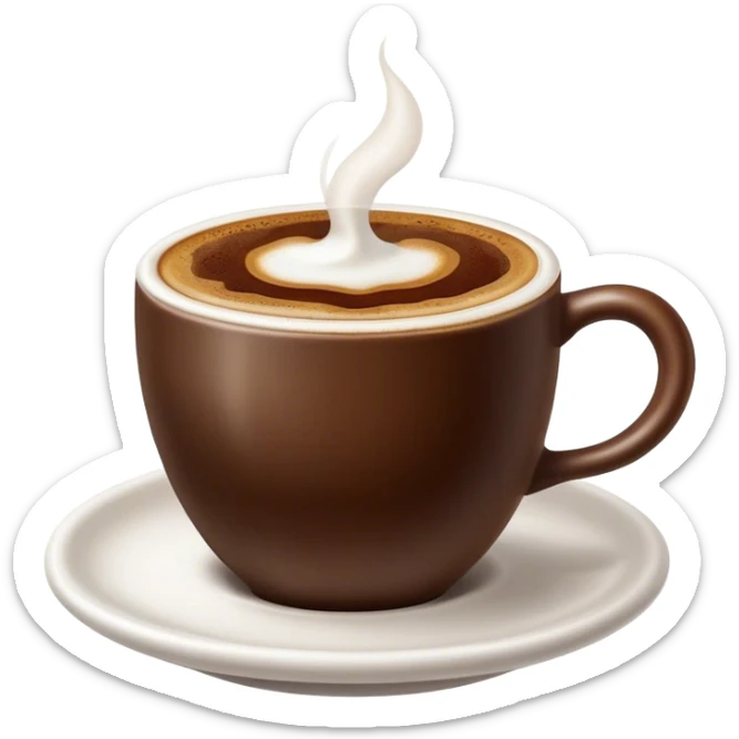 Cinematic Realistic Turkish Coffee Drink Emoji, depicted as a small cup of strong, aromatic coffee with thick foam rendered with detailed textures and warm, inviting lighting. sticker