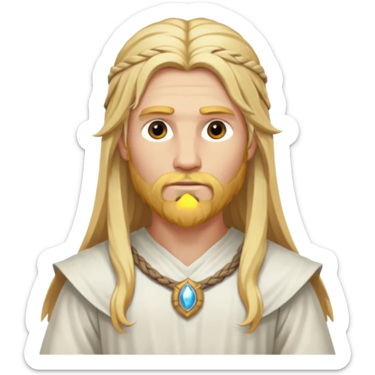 Baldr, The White God from Norse Mythology with long  golden blonde hair, white outfit sticker