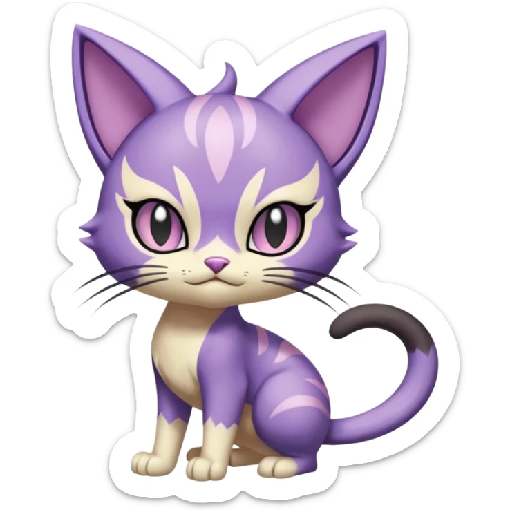 Meloetta-Purrloin-Gatomon-Noibat-Pokémon-Digimon-Fakémon-fusion-hybrid-creature sticker