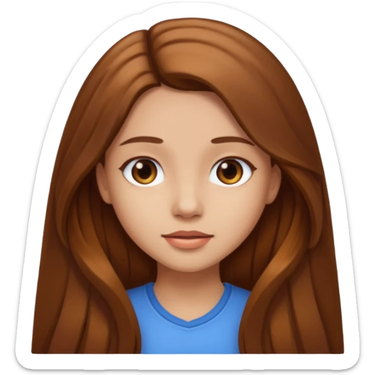 Girl with brown long hair and brown hair light skin sticker
