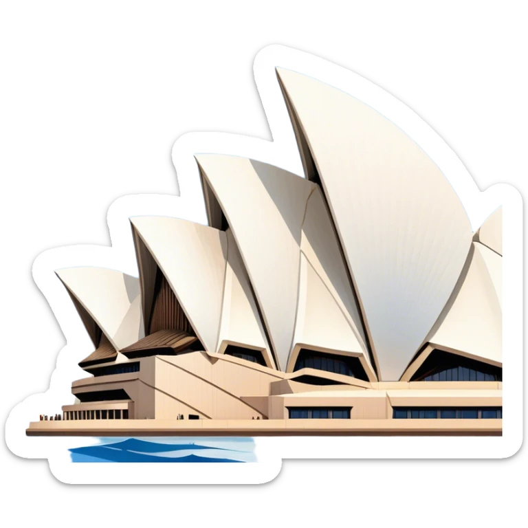 Cinematic Realistic Sydney Opera House Landmark Emoji, depicted with its iconic sail‚Äêlike design set against a clear blue sky, rendered with crisp architectural detail and dynamic lighting. sticker