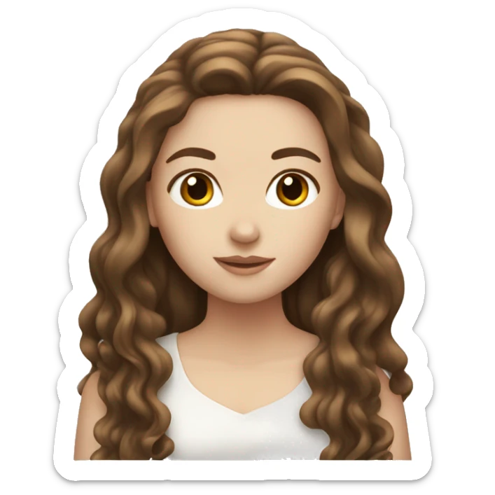 White girl with long brown hair sticker