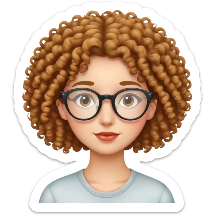 curly haired girl in glasses sticker