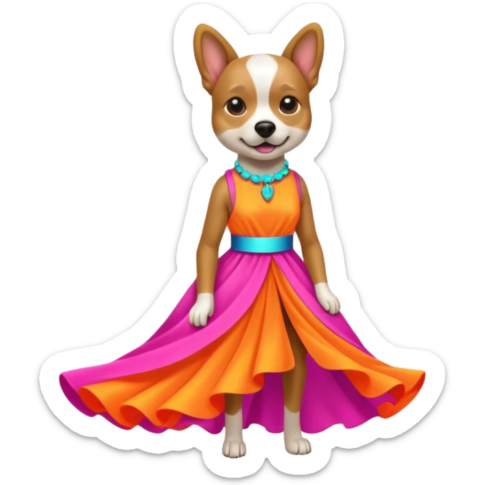 DOG wearring neon fashion dress sticker