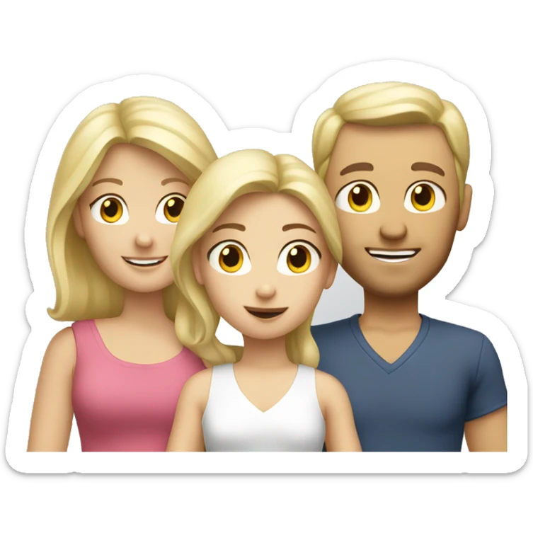 blonde caucasian family of four with 2 girls  sticker