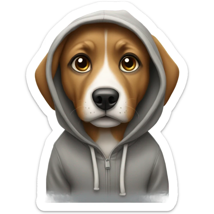 dog wearing a hoodie sticker