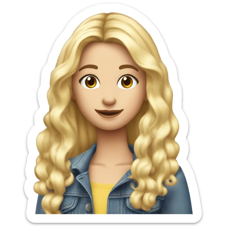 Jeune fille cheveux très long blonde platine amoureuse fait ses ongles  sticker