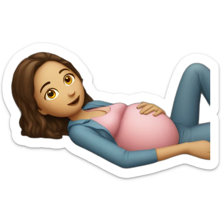 pregnant girl lying on the couch with her cat waiting for McDonald's. sticker