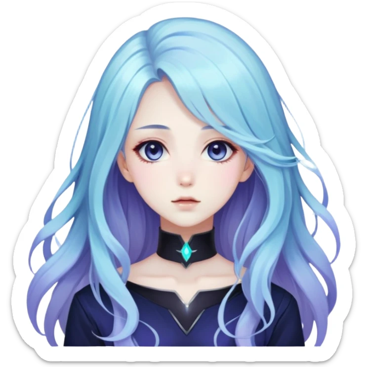 Beautiful gorgeous anime lady with long beautiful nebula hair, fashio aesthetic  sticker