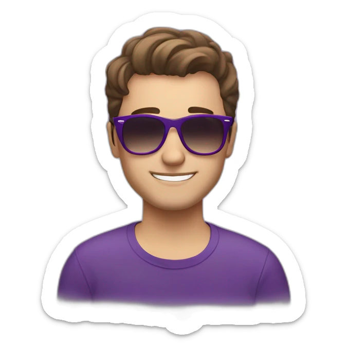 young brown hair not well shaved white men purple party wearing ray-ban sticker
