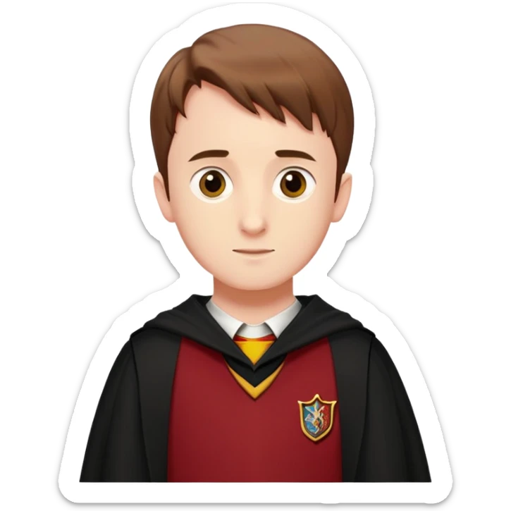 sean biggerstaff is Oliver Wood  in harry potter, wear hogwarts gryfindor uniform sticker