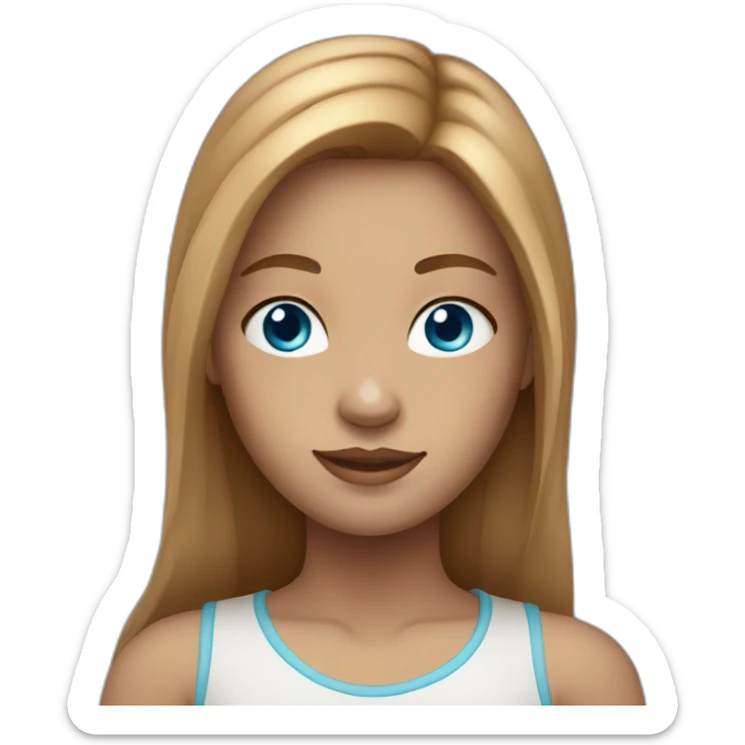1 girl with light brown long hair, blue eyes and freckles sticker