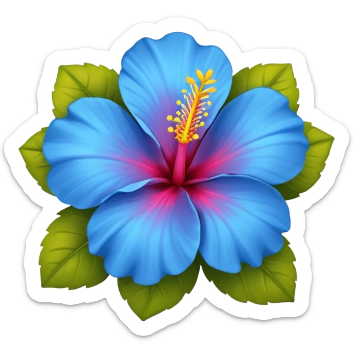a blue flower similar to a hibiscus flower but more similar like a emoji  sticker