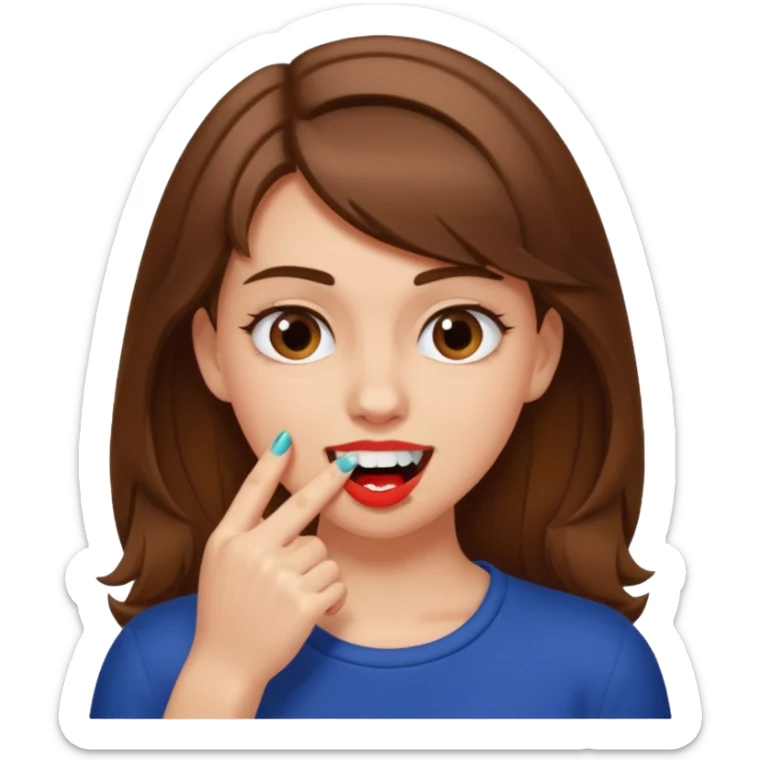 Une fille brune et blanche qui se mord l'ongle avec ses dents comme si elle draguait qqn sticker