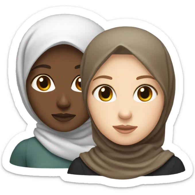 One white girl without a hijab with brown hair with a hijabi friend   sticker