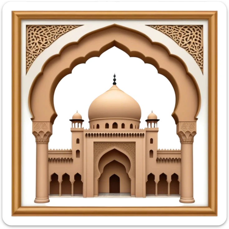 Cinematic Realistic Alhambra Landmark Emoji, capturing the intricate Moorish architecture, ornate arches. sticker