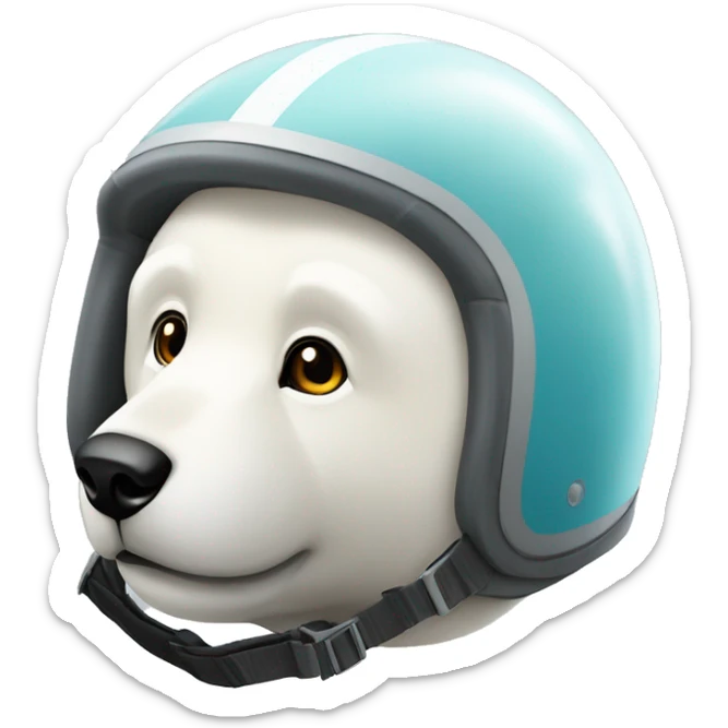 Oso polar usando un atuendo de la fórmula uno y sosteniendo un casco de piloto de carreras  sticker