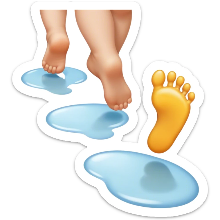 **Baby footsteps lead ahead of larger ones**, as if guiding the adult forward.  sticker