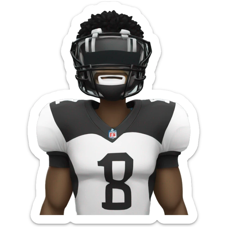 Football player with black hair, wearing a black mask and glasses  sticker